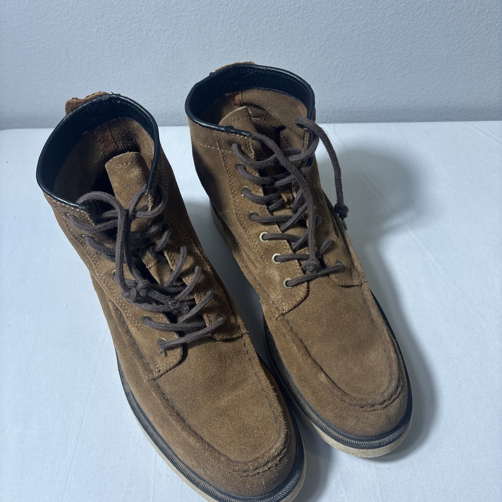 Frye and Co. Montana Mens Boots Size 12 Brown Suede Moc Toe Mid-Top Lace-Up READ